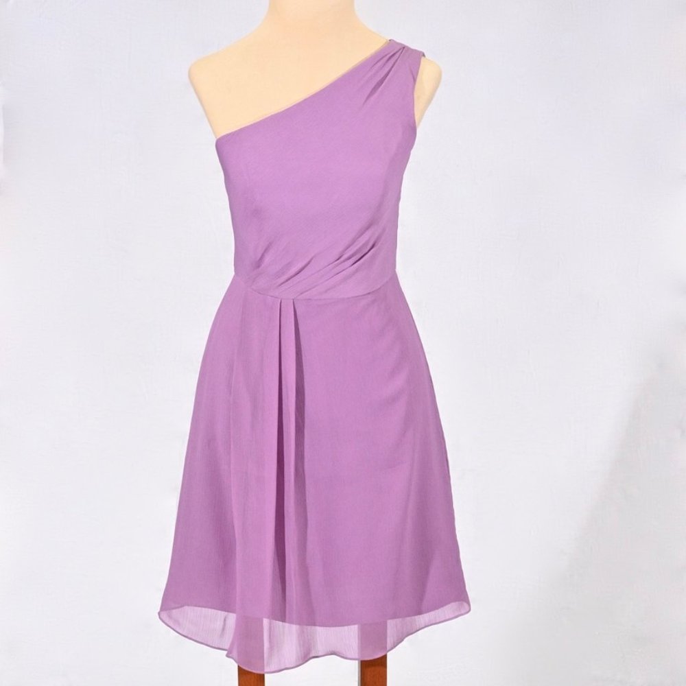 David's Bridal Wisteria One Shoulder Bridesmaid Wedding Guest Dress